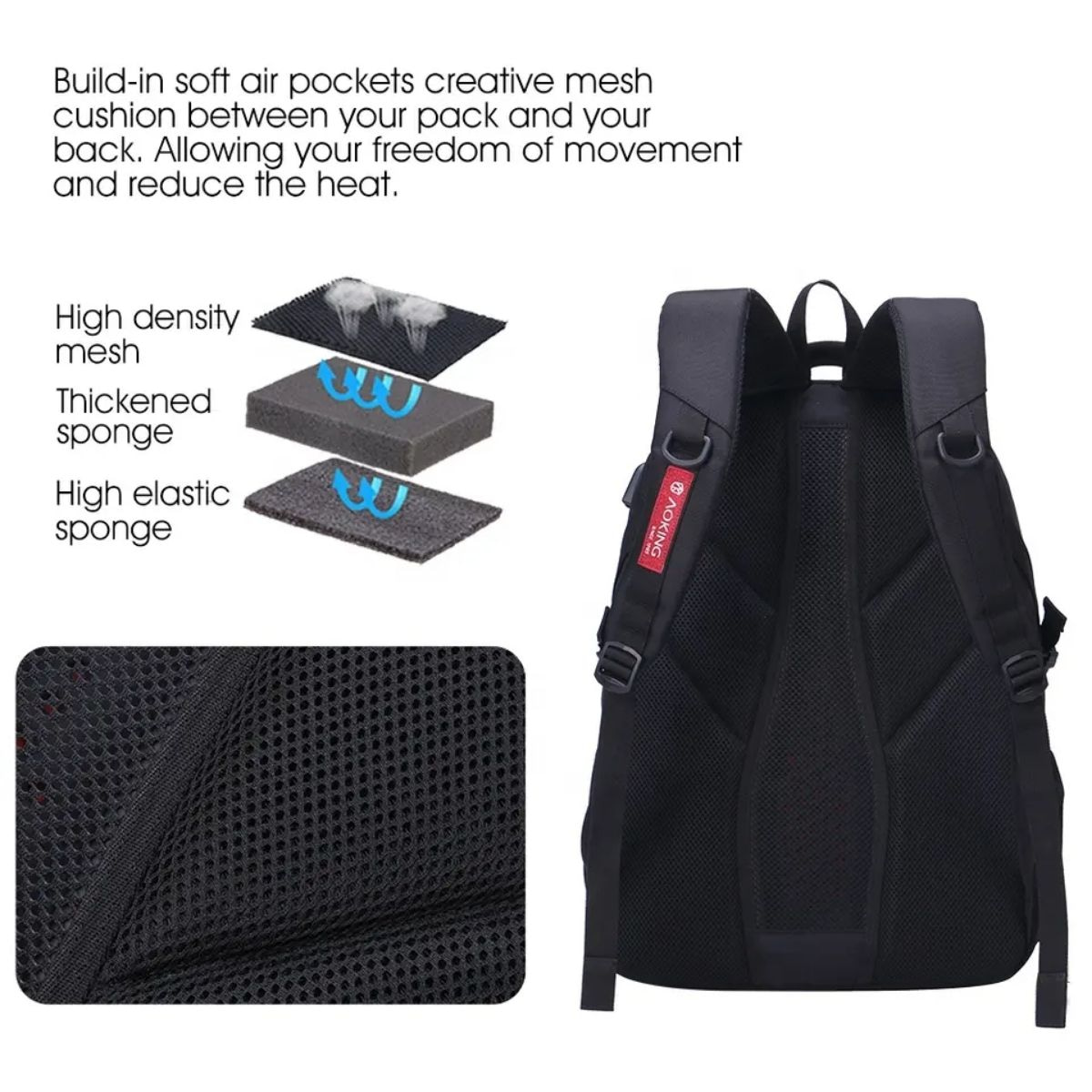 Mochila Impermeable Hombre Notebooks con USB Azul - Wuala